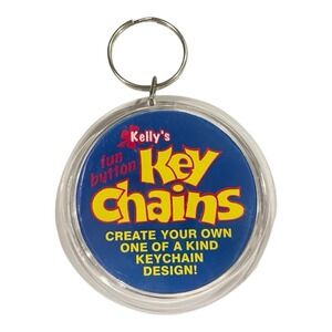 New Kelly's Fun Button Keychain Kit Create Your Own Round 2.75" Add Own Picture